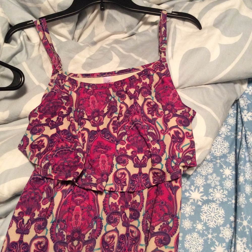 Floral ruffle flounce maxi dress pink purple